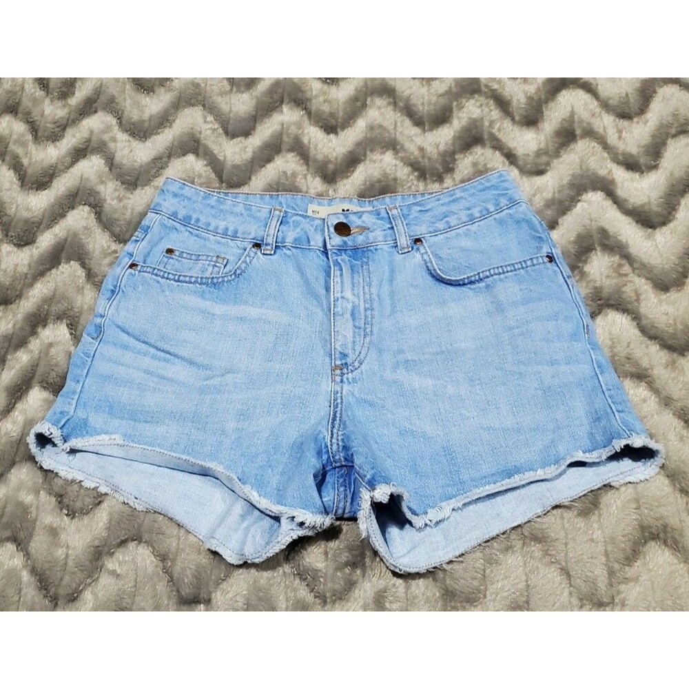Topshop Moto Womens W 28 Light Blue Denim Cut Off Booty Shorts